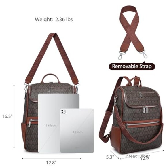 Vegan Leather Convertible Backpack Purse 15.6 Inch Laptop Work Travel Bag main image 5
